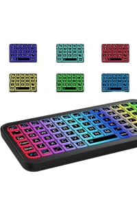 Kompakt Siyah RGB Işıklı Bluetooth Mini Klavye