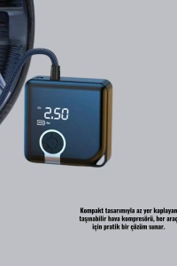 Kompakt Tasarımlı LED Işıklı Taşınabilir Hava Kompresörü