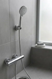 Krem Duş Başlığı Seti 4 Kademeli El Duşu Spiral Hortumlu Banyo Seti