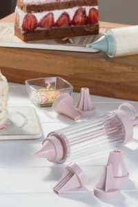Krema Pompası Seti -Pasta Kek Süsleme Krema Şekillendirme Aparatı Seti