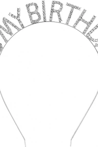 Kristal Taşlı Gümüş Renk Doğum Günü Tacı