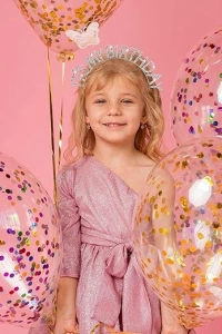 Kristal Taşlı Gümüş Renk Doğum Günü Tacı