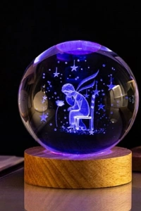 Küçük Prens Tasarımlı Işıklı Cam Küre