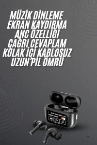 Kulak İçi Bluetooth Kulaklık Ekranlı Müzik Dinleme Çağrı Cevaplama Siyah