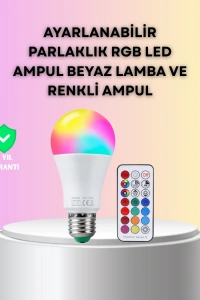 Kumanda Destekli Çok Renkli Akıllı LED Ampul
