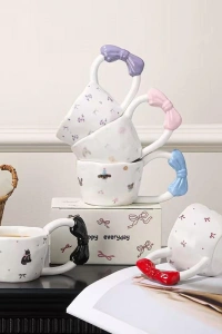 Kurdele Saplı Seramik Kupa Bardak