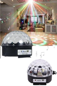 Küre Disko Topu Müzik Çalar Renkli Lazer Işıklı Bluetooth Disko Parti Işığı Kumandalı