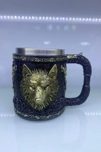 Kurt işlemeli Çelik Kupa Kod 6901