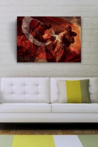 Kurtuluş Savaşı Temalı Şanlı Türk Bayrağı KANVAS Tablo 50 x 70