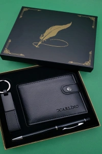 Kutulu Siyah Tükenmez Kalem, Cüzdan ve Anahtarlık Seti