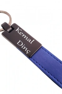 Lacivert Deri Metal Anahtarlık