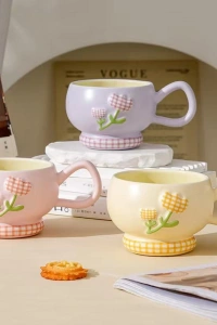 Lale Motifli Seramik Bardak