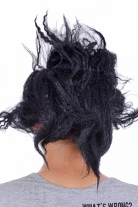 Lateks Dişli Korku Maskesi Saçlı Yarım Surat