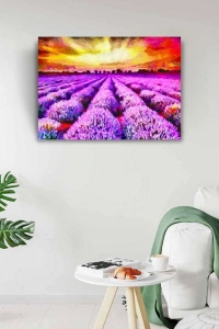 Lavanta Tarlası ve Günbatımı Kanvas Tablo 50 x 70