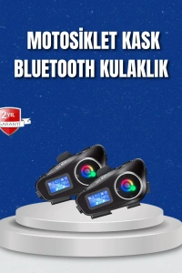 LCD Ekranlı Bluetooth Kask Kulaklığı FM Radyo ve SD Kart Girişli