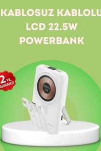 LCD Göstergeli Manyetik Powerbank Type C USB Girişli