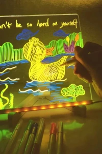 LED Aydınlatmalı Yazı ve Çizim Tahtası - Küçük Boy 20x20 cm