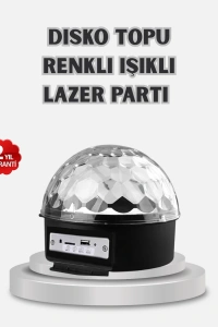 LED Disko Küresi Bluetooth Hoparlörlü Ritimle Senkronize Döner Işıklı