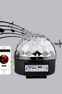 LED Disko Küresi Bluetooth Hoparlörlü Ritimle Senkronize Döner Işıklı