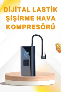 LED Fenerli ve SOS Işıklı Çok Fonksiyonlu Hava Kompresörü