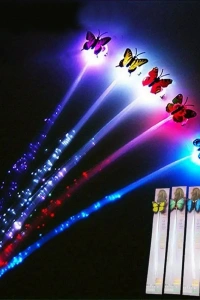 Led Fiber Optik Işıklı Kelebek Saç Klipsi