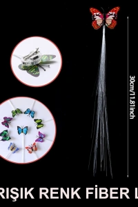 Led Fiber Optik Işıklı Kelebek Saç Klipsi