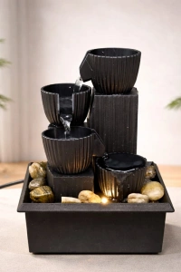 LED Işıklı 3 Katlı Masaüstü Dekoratif Su Şelalesi