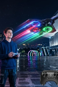 LED Işıklı Fighter Jet Tasarımlı Drone Uzaktan Kumandalı Akrobatik Oyuncak Uçak