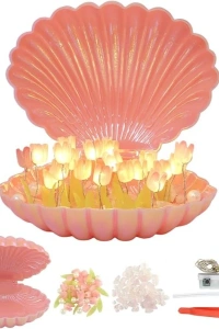 LED Işıklı Kendin Yap Deniz Kabuğu Tasarımlı Lale Lamba