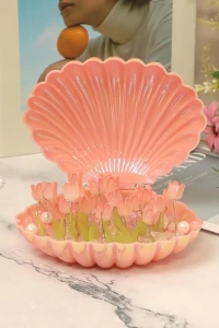 LED Işıklı Kendin Yap Deniz Kabuğu Tasarımlı Lale Lamba