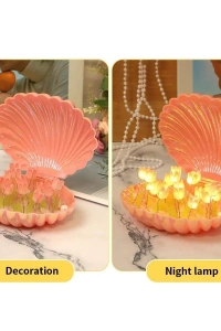 LED Işıklı Kendin Yap Deniz Kabuğu Tasarımlı Lale Lamba