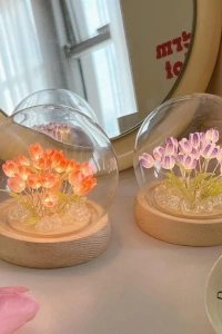 LED Işıklı Lale Cam Küre