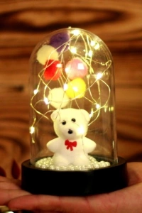 Led Işıklı Mini Ayıcık Fanus