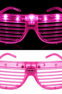 LED Işıklı Panjur Parti Gözlüğü Pembe Renk Shutter Gözlük
