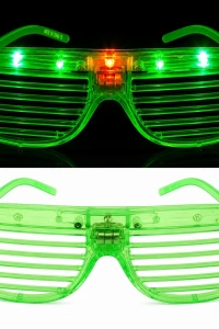 LED Işıklı Panjur Parti Gözlüğü Yeşil Renk Shutter Gözlük