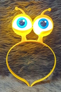 Led Işıklı & Pilli Uzaylı Göz Parti Tacı Sarı Renk