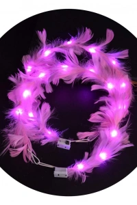 Led Işıklı RGB 3 Fonksiyonlu Otrişli Parti Tacı Pembe Renk