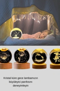 LED Işıklı Yunus Küre Ahşap Standlı Modern Dekoratif Aksesuar