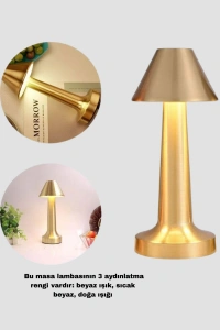 LED Masa Lambası 3 Renk Ayarlı Şarjlı Kablosuz Modern Tasarım