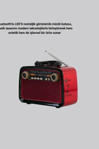 LED’li Nostaljik Bluetooth Hoparlör – Vintage Tasarım, Ahşap Doku