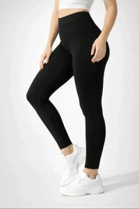 Likralı Düz Tayt - Siyah