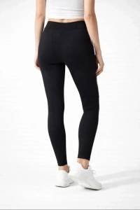 Likralı Düz Tayt - Siyah