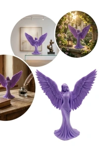 Lila Melek Biblo 3D Dekoratif Angel Figür Ev Aksesuarı