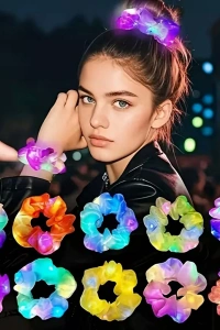 Lila Renk LED Işıklı Lastikli Saç Tokası - 3 Modlu