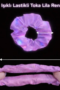 Lila Renk LED Işıklı Lastikli Saç Tokası - 3 Modlu