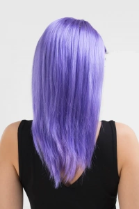 Lila Renk Uzun Düz Parti Peruğu