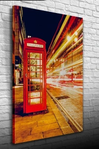 Londra`da Kırmızı Telefon Kulübesi Kanvas Tablo 50 x 70