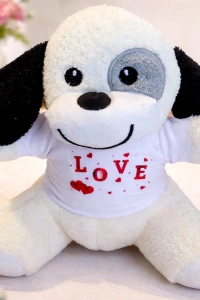 Love Tişörtlü Sevimli Benekli Peluş Köpek