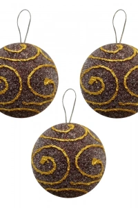 Lüks Ağaç Süsleme Topları Kahverengi 3lü - 8cm -