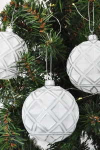 Lüks Ağaç Süsleri 3lü - 8cm - Beyaz Model 2